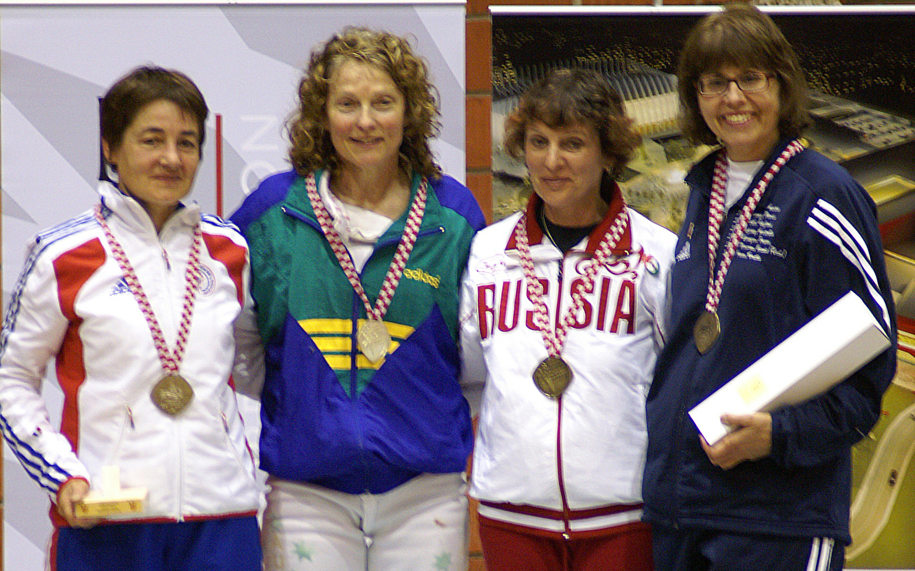 Marianne Bosco International Medal - Croatia 2011 Epee Competition Victory Marianne Bosco, Assistant Coach and wife of Charles Bosco, celebrating her medal achievement at an international epee competition in Croatia, Central Europe